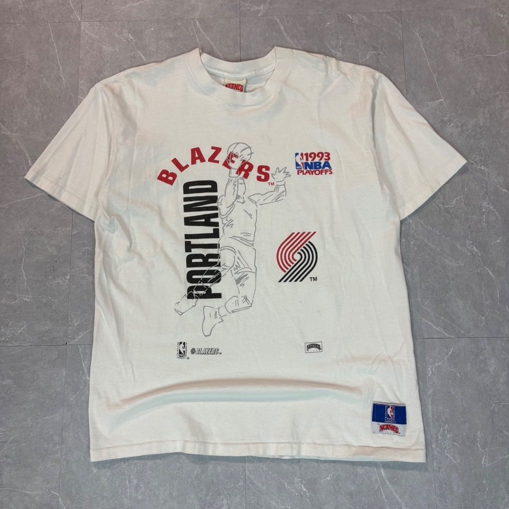 Vintage 1993 Portland Trail Blazers NBA Playoffs Nutmeg Mills T-Shirt‎ Mens XL